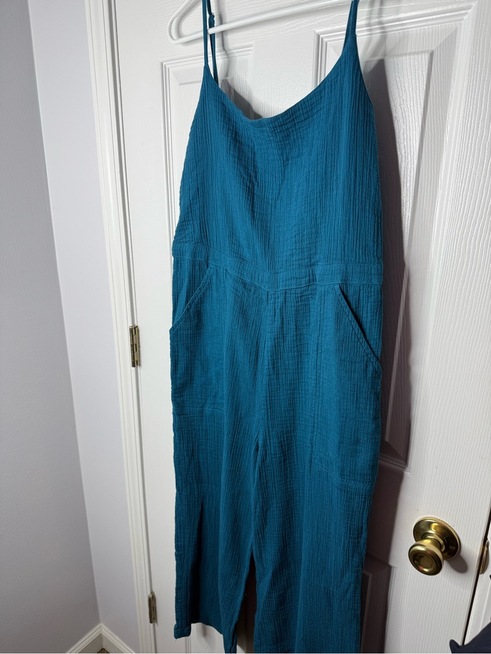 CARVE DESIGNS Women's Knox Gauze Junpsuit Turquoise Blue Organic Cotton Medium - Picture 5 of 11